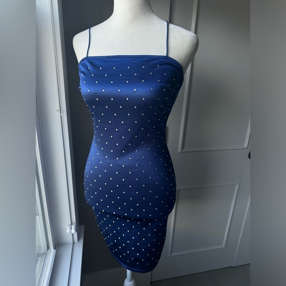 WINDSOR Royal Blue Gemmed out Bodycon mini dress size Small